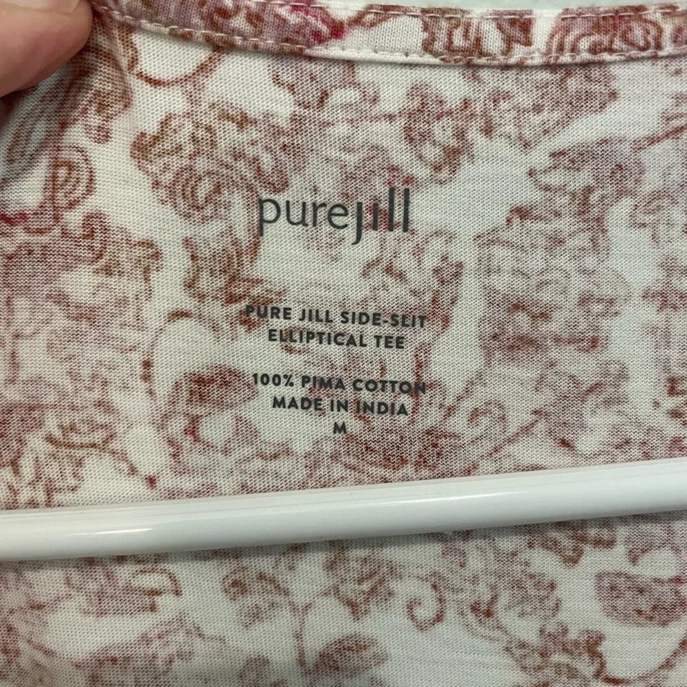 Purejill Floral V neck Pima Cotton Tee Shirt